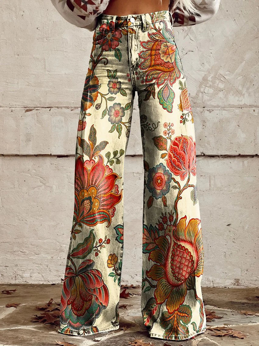 Catherine | Printed Vintage Wide Leg Pants