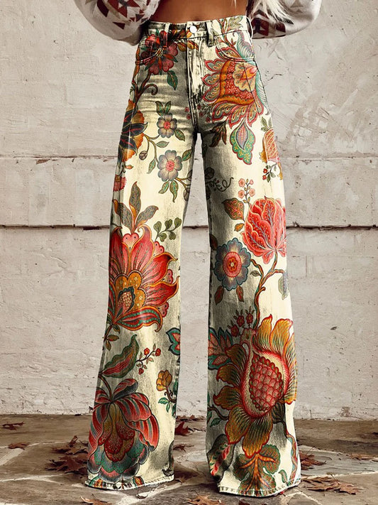 Catherine | Printed Vintage Wide Leg Pants