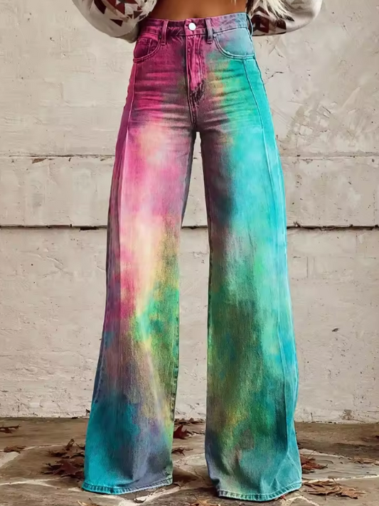 Verity | Tie Dye Wide Leg Jeans