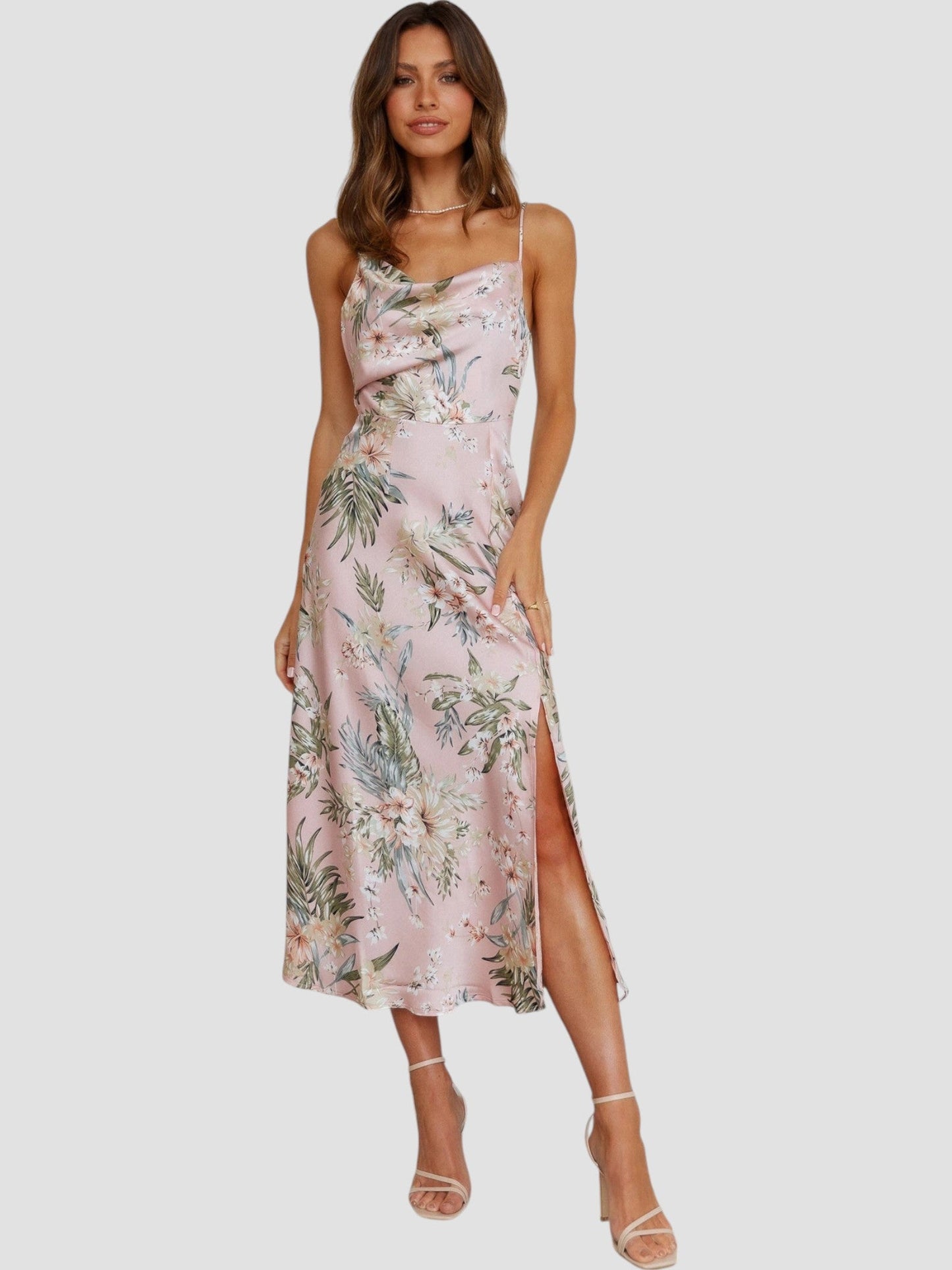 Addison | Stylish Floral Slit Midi Dress