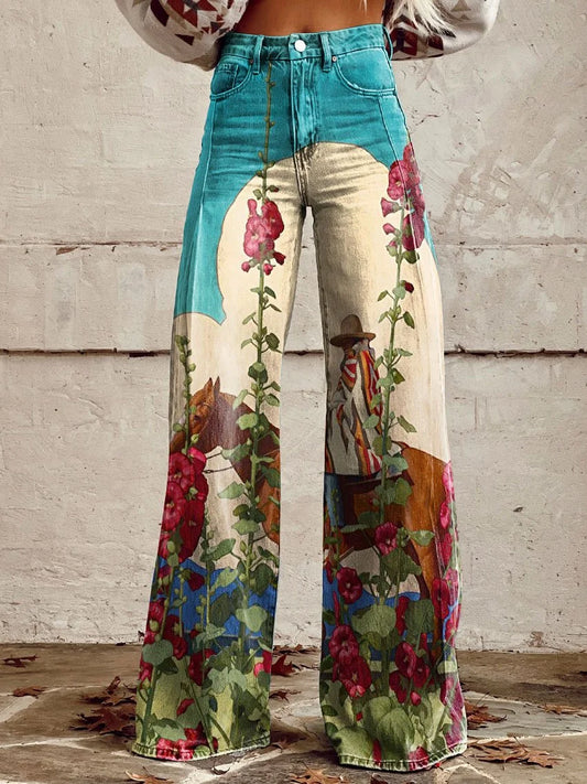 Stella | Stylish Floral Wide Leg Jeans