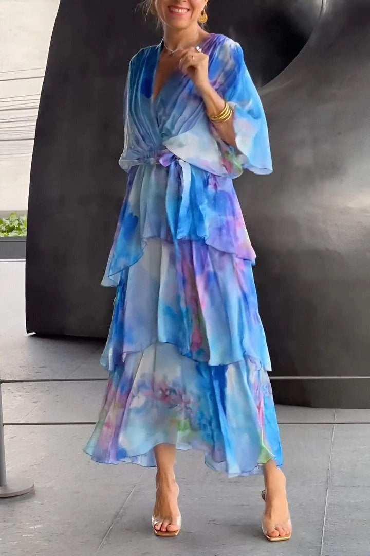 Megan | Elegant Watercolor Maxi Dress