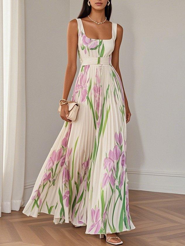 Sophie™ | Luxe geplooide bloemen maxi-jurk