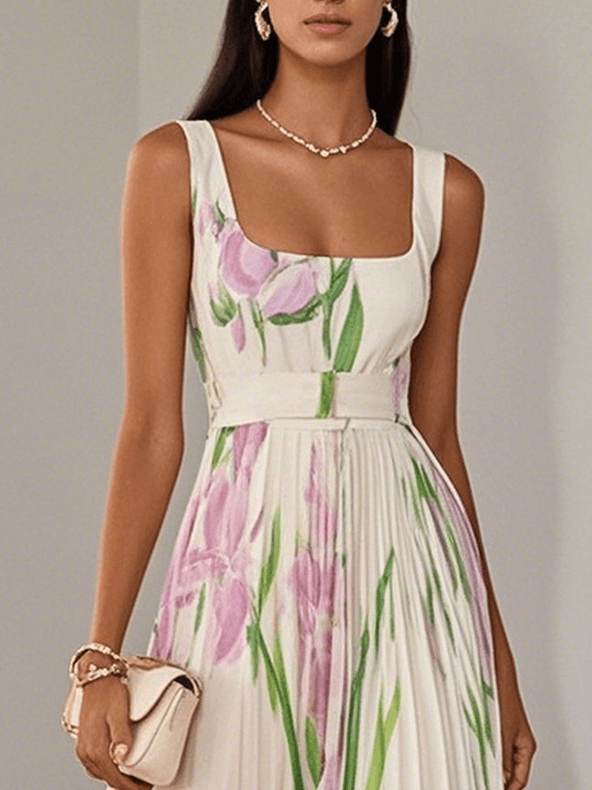 Sophie™ | Luxe geplooide bloemen maxi-jurk