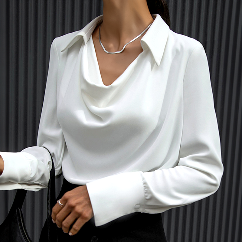 Victoria | Elegant Draped Collar Blouse