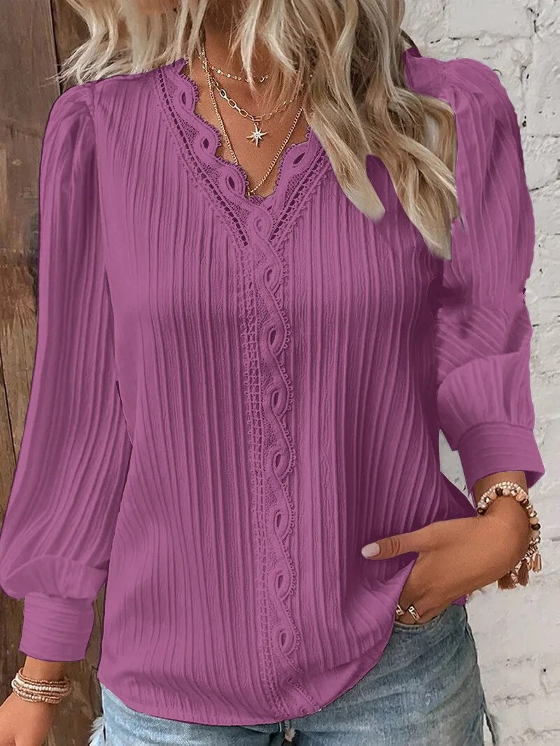 Donna | Elegant Lace Trim Blouse