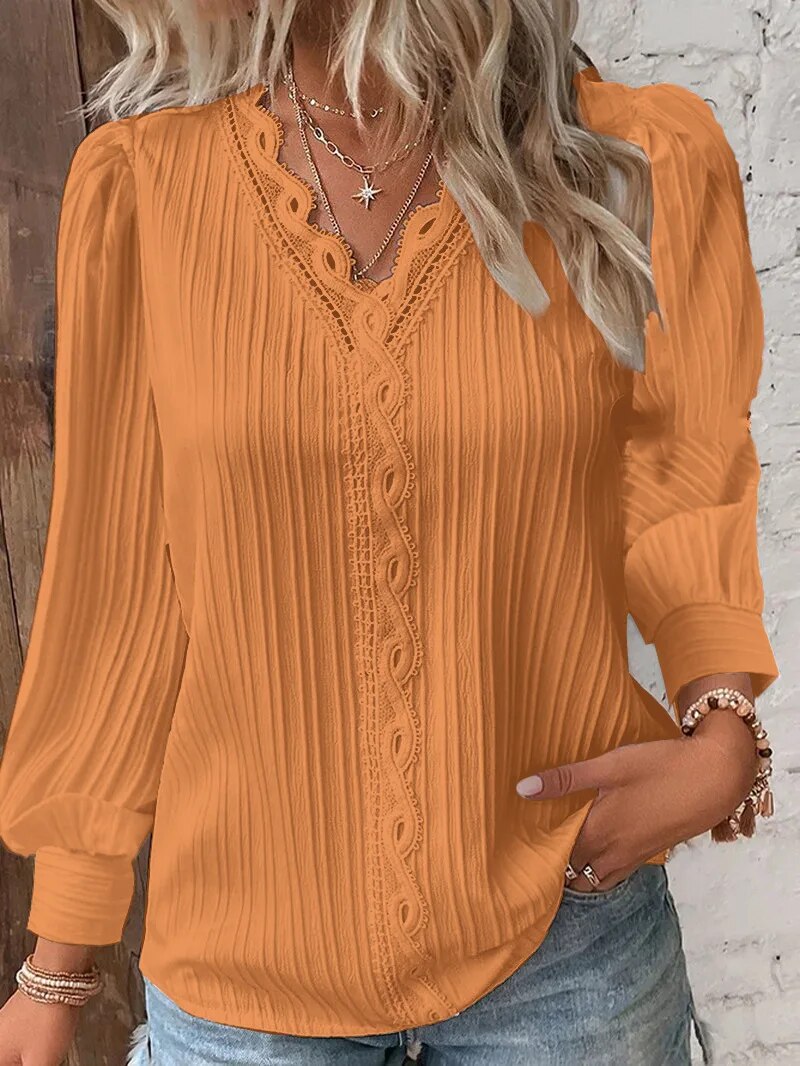 Donna | Elegant Lace Trim Blouse