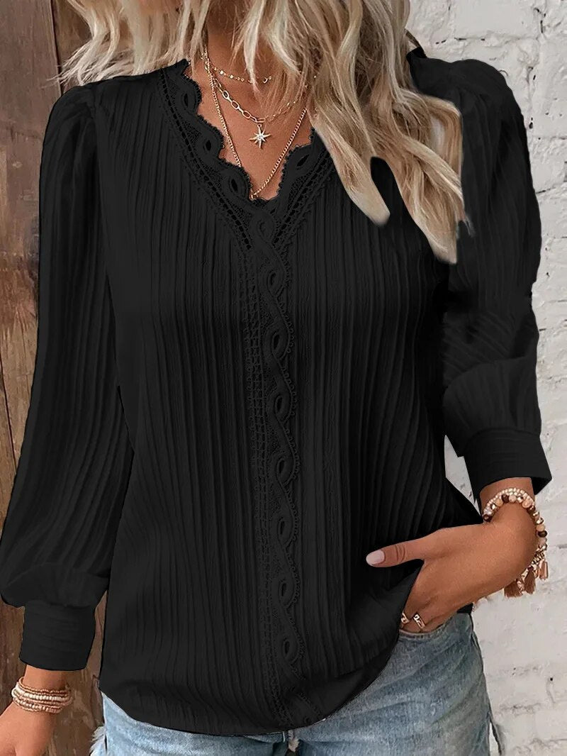 Donna | Elegant Lace Trim Blouse