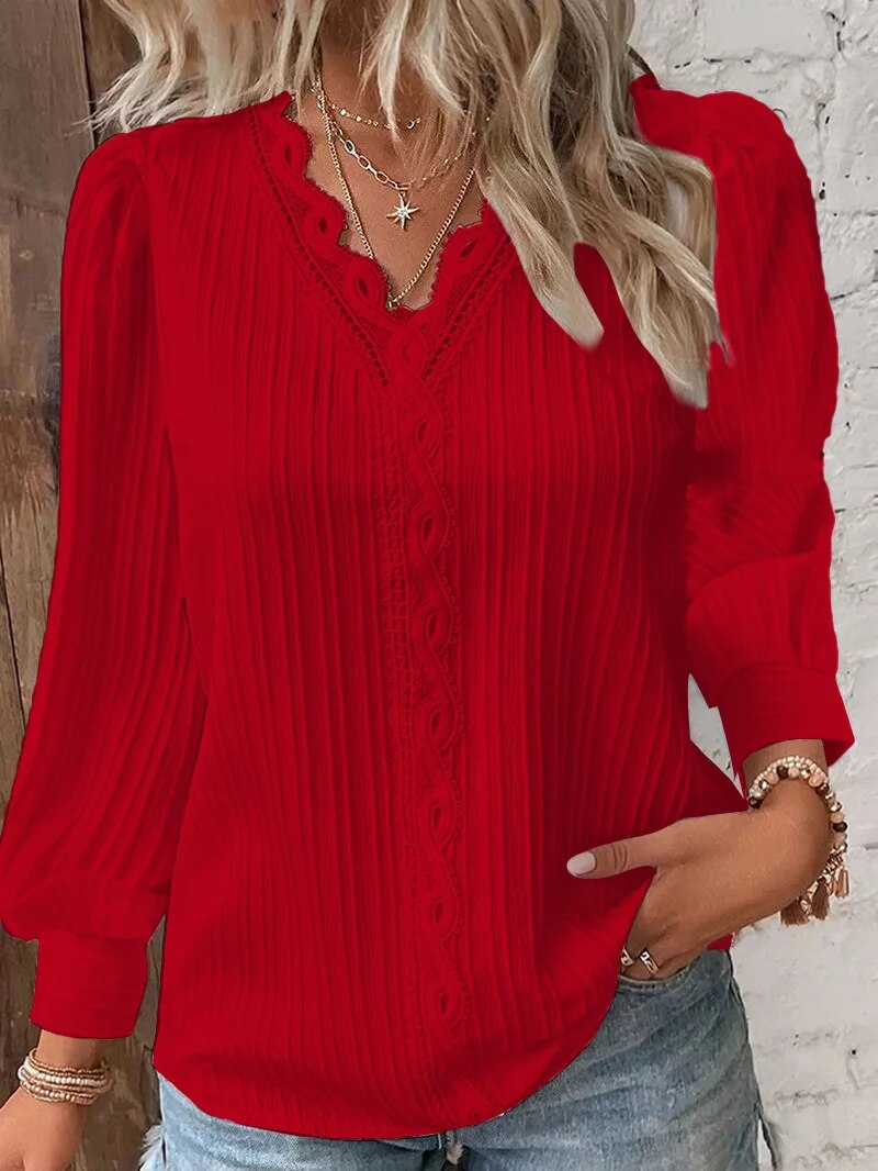 Donna | Elegant Lace Trim Blouse