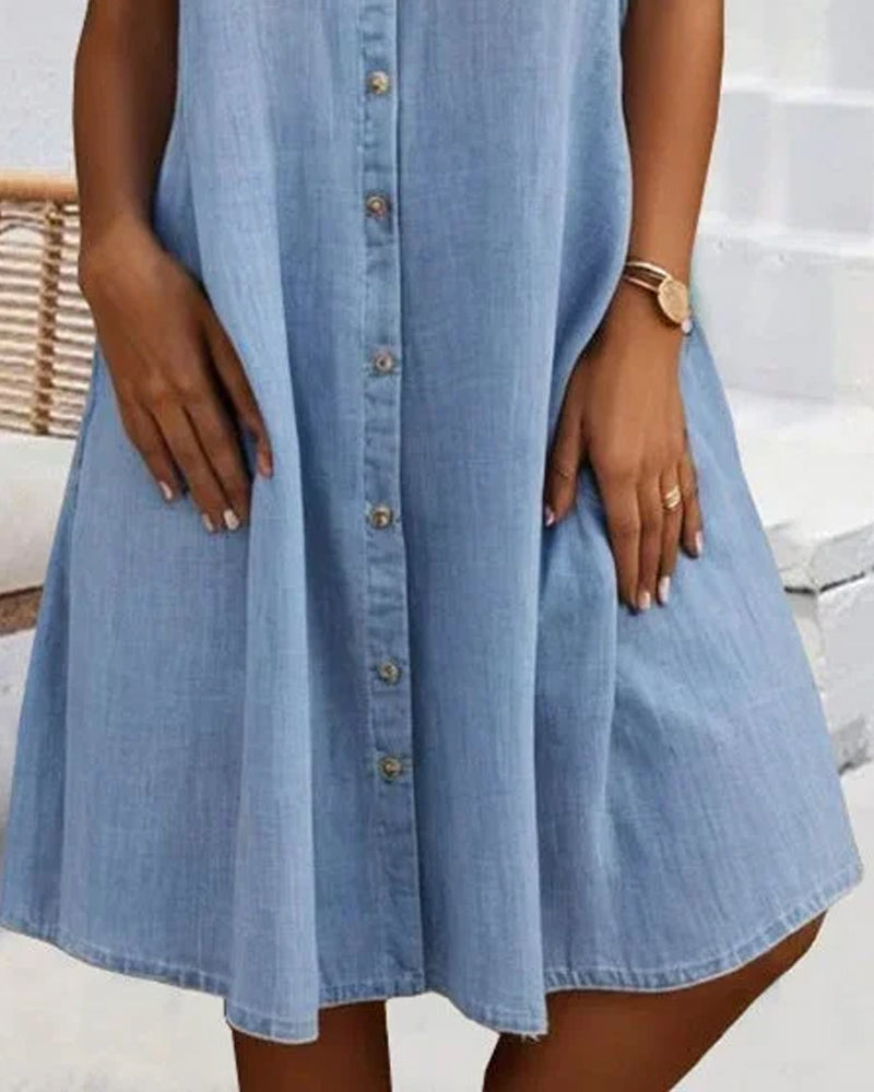 Rianne™ | Elegant vintage dress with short sleeves, collar, and buttons