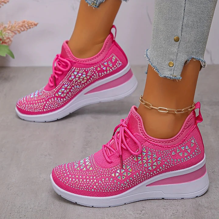 ð¥Laatste dag-actie 50% KORTING â Casual damesmode, ademende orthopedische sneakers met strassversiering