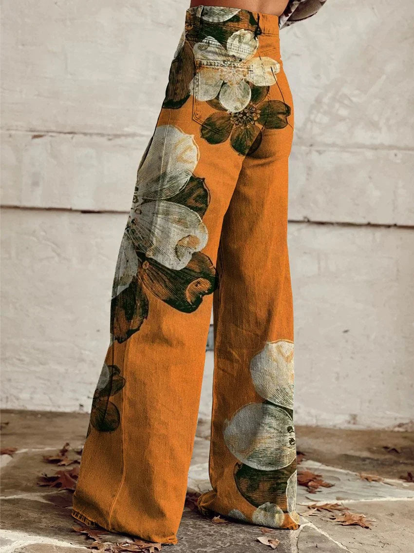 Amelia | Stylish Floral Printed Wide-Leg Jeans