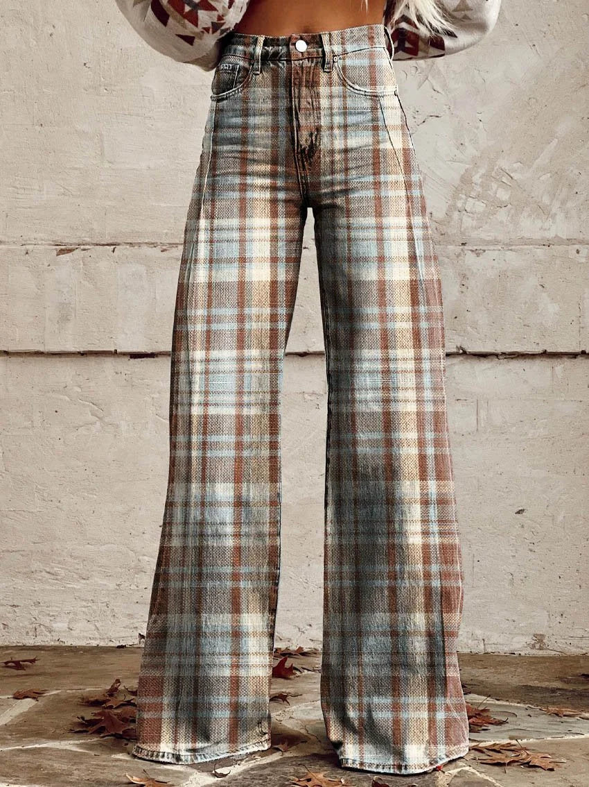 Angelica | Wide-Leg Checked Pants