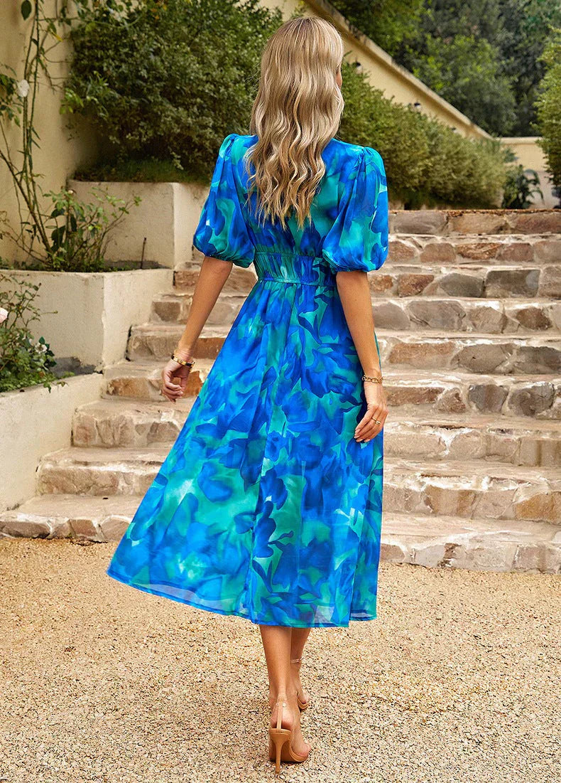 Michelle | Vibrant Floral Puff Dress