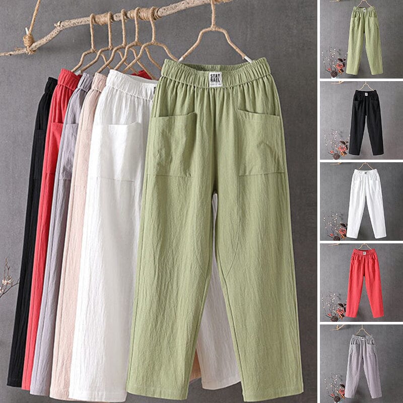Casual™-Cotton Linen Trousers with Elasticated Waist