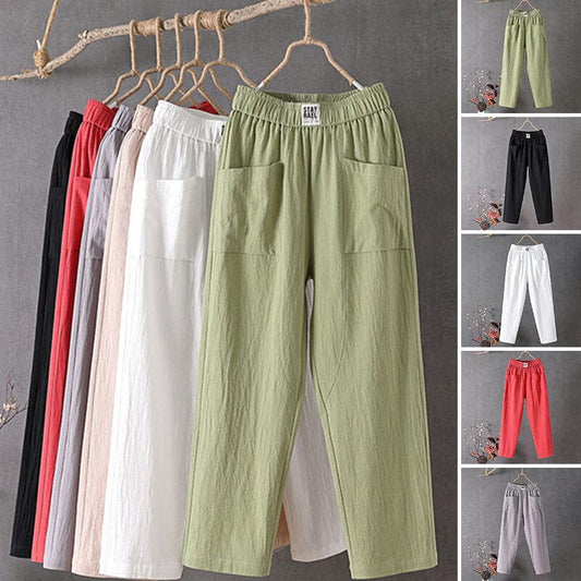 Casual™-Cotton Linen Trousers with Elasticated Waist