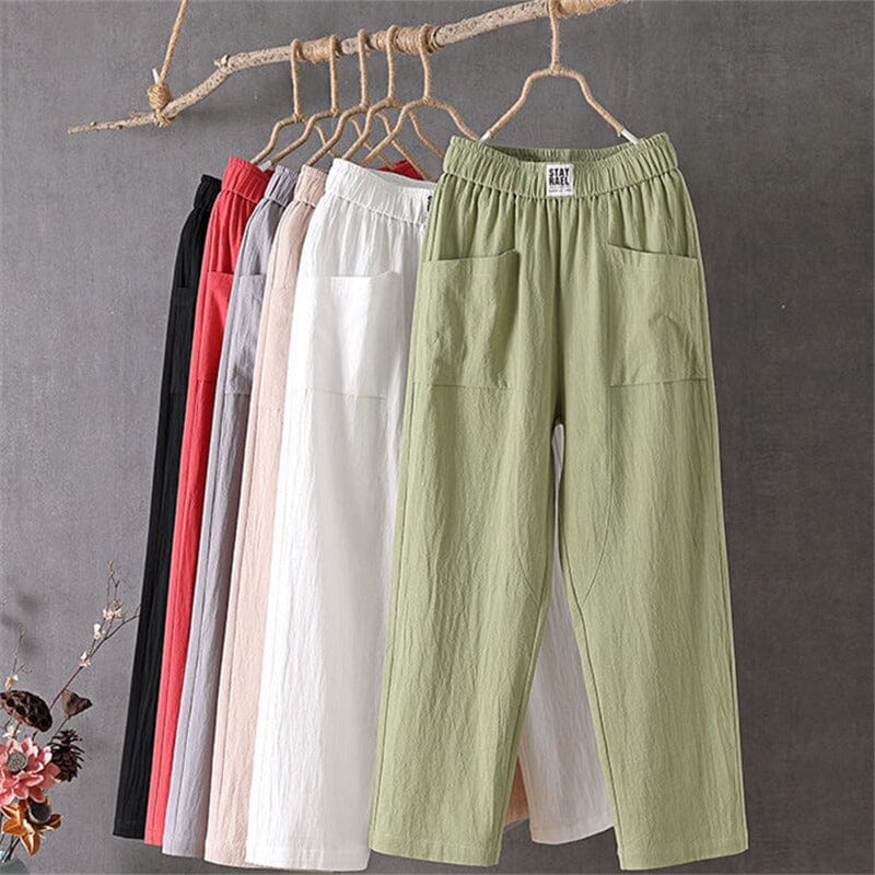 Casual™-Cotton Linen Trousers with Elasticated Waist