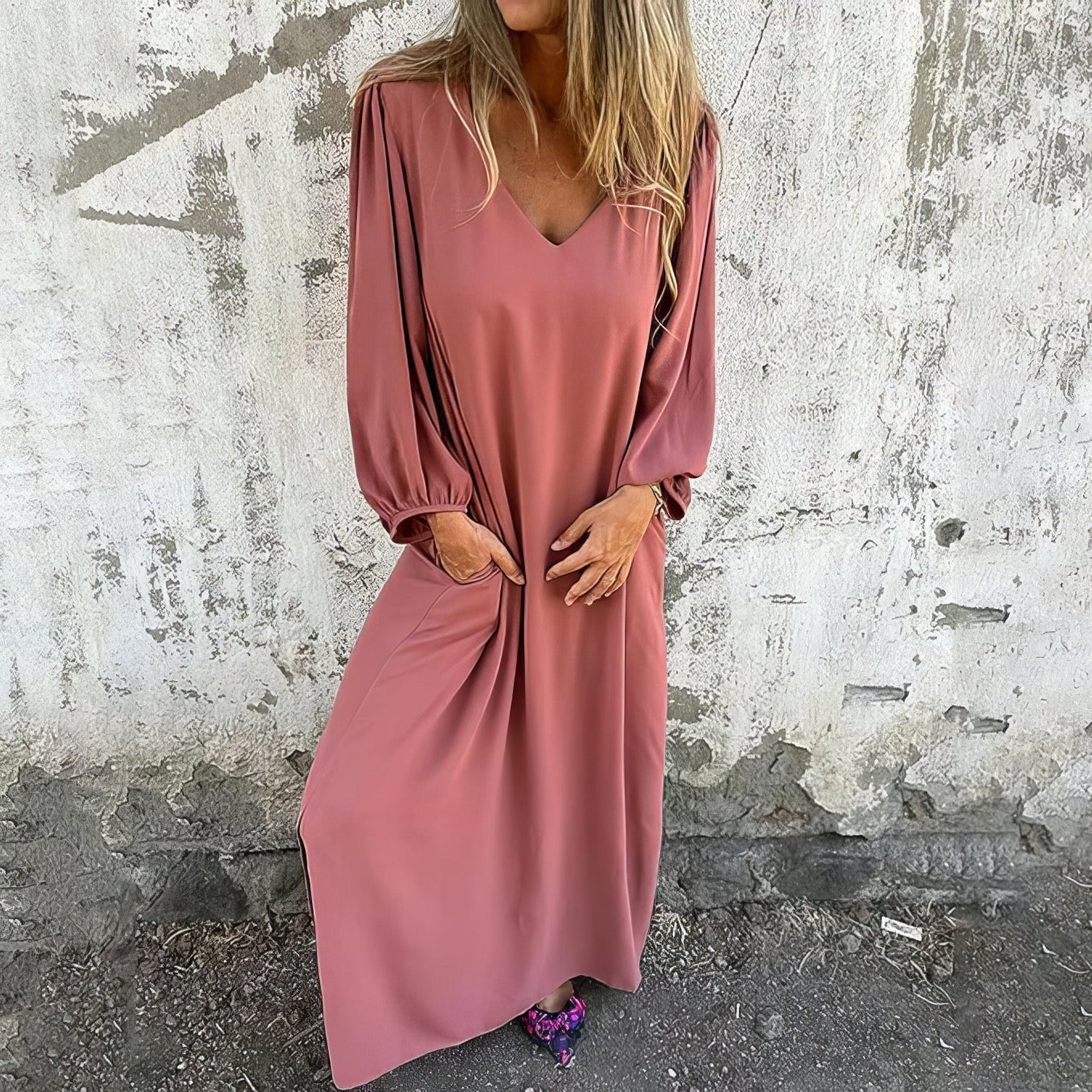 Gerda™ | Lange boho jurk met zakken