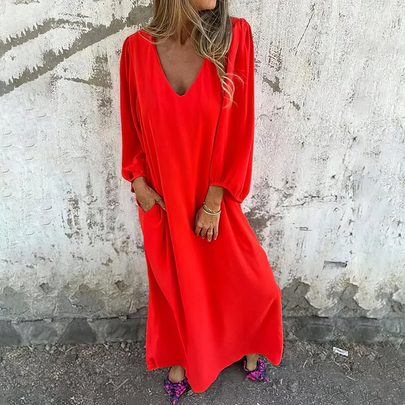 Gerda™ | Lange boho jurk met zakken
