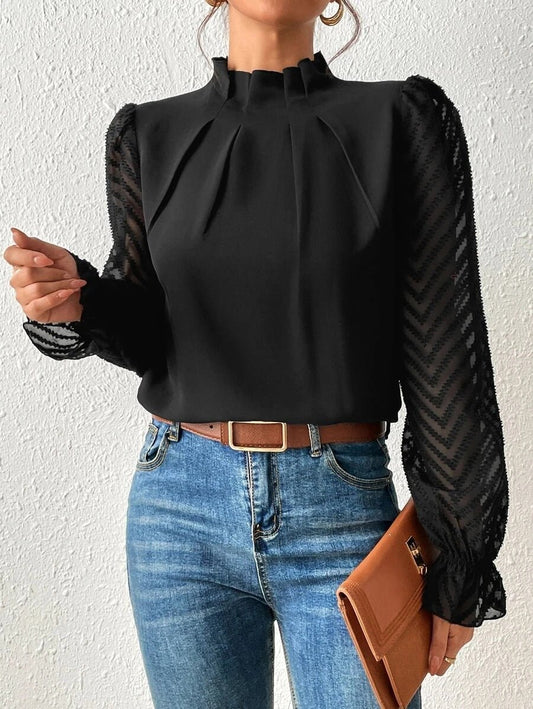 Nathalie™ | Elegant blouse with pleated sleeves