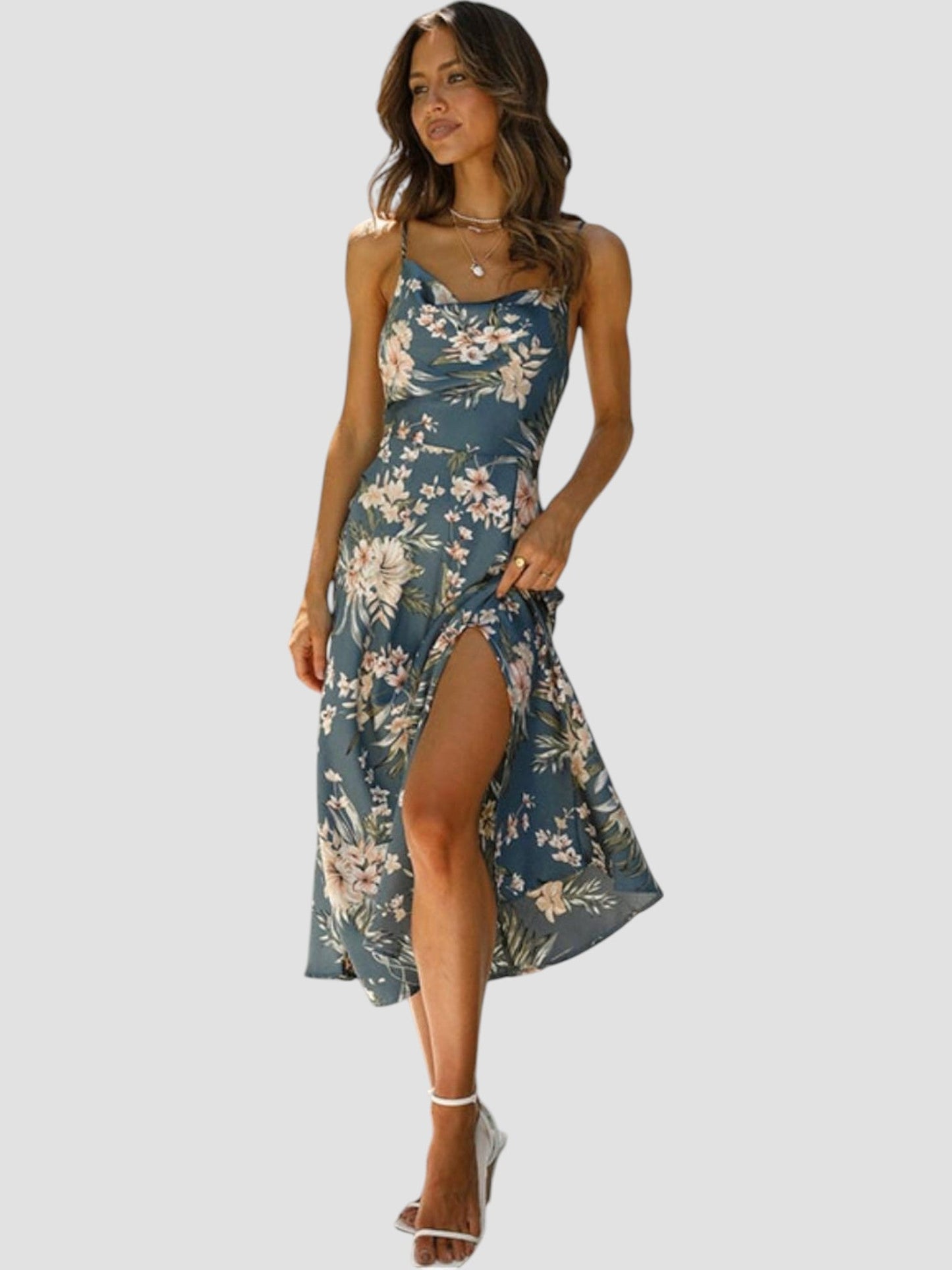 Addison | Stylish Floral Slit Midi Dress