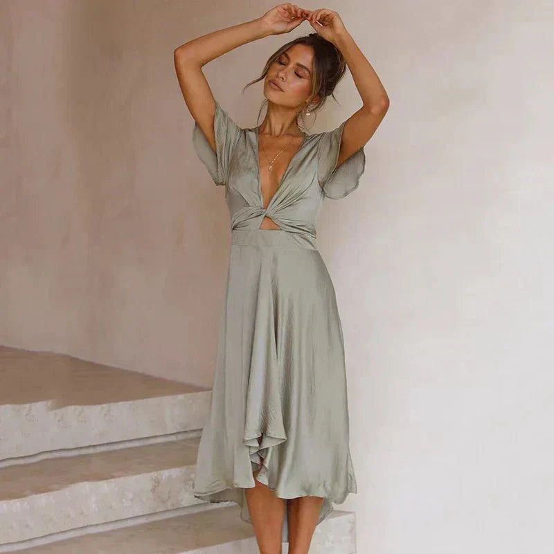 Teresa | Elegant Tie-Front Maxi Dress
