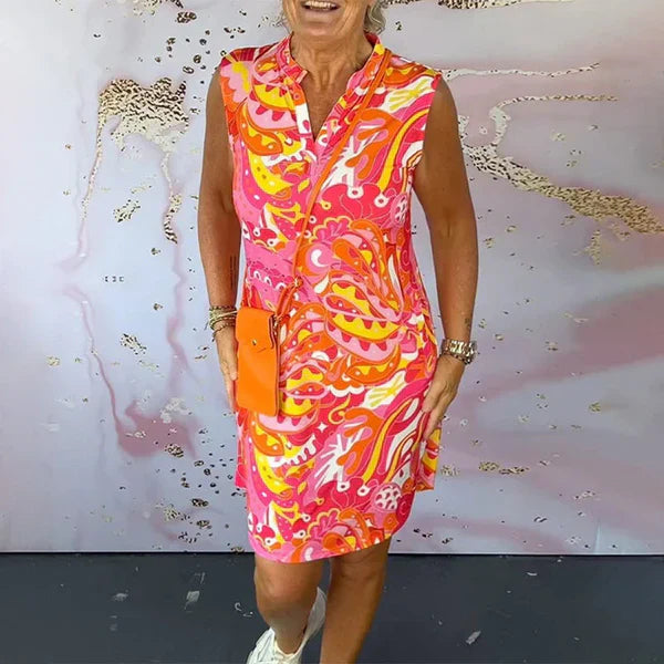 Wilma™ | Kleurrijke V-hals jurk