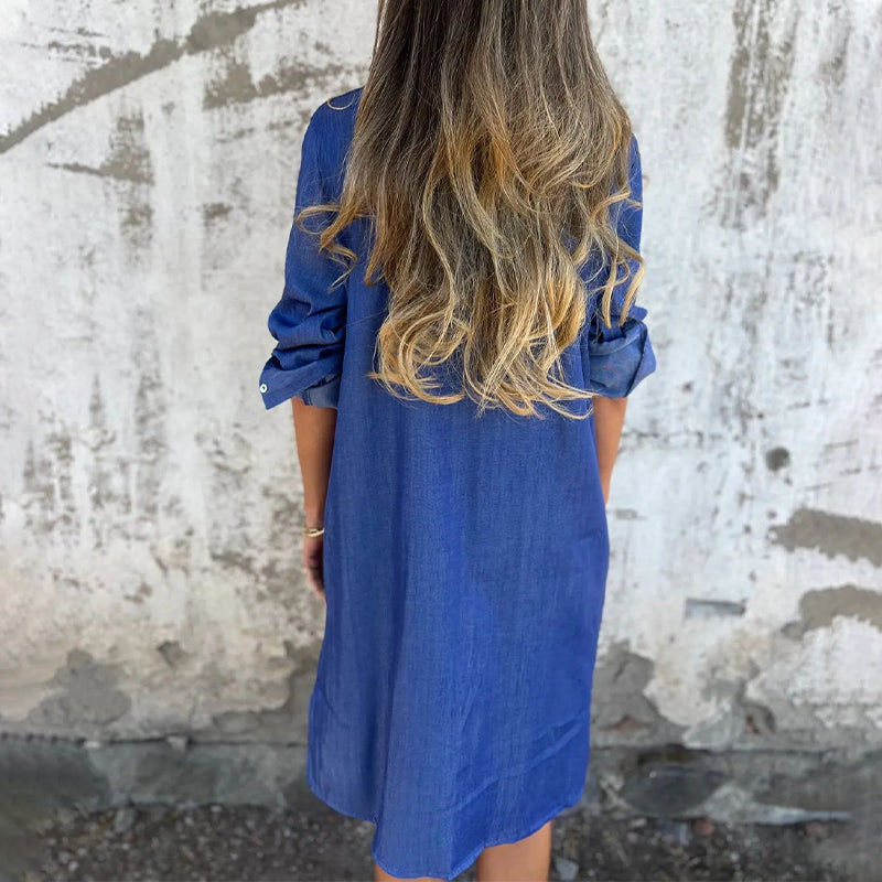 Moniek™ | Comfortabele denim overhemdjurk