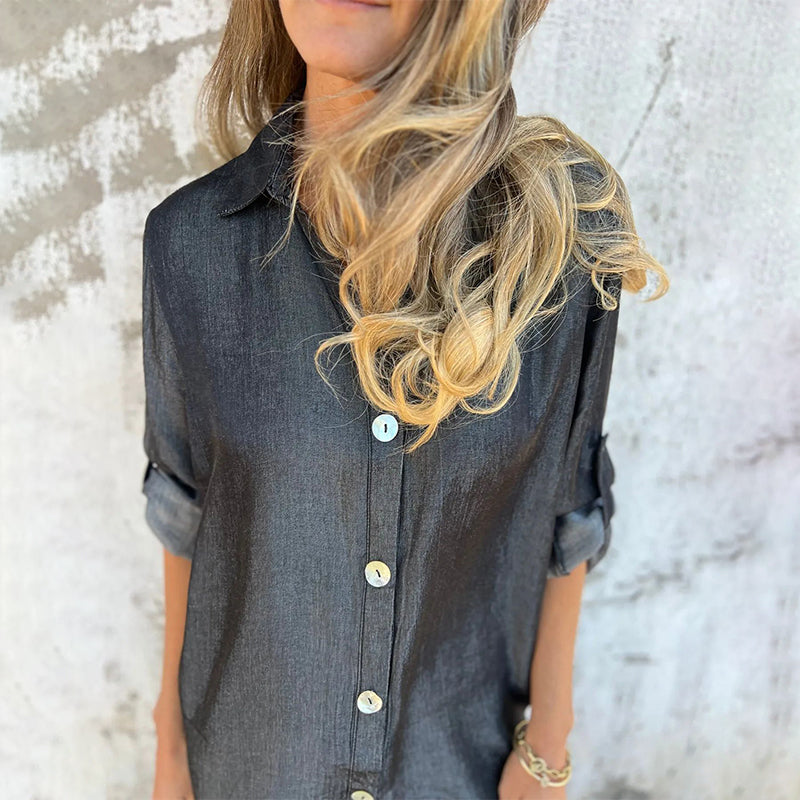 Moniek™ | Comfortabele denim overhemdjurk