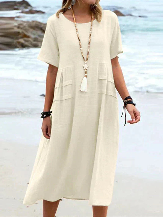 Martha™ | Elegant dress with a round neck