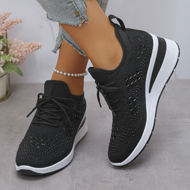ð¥Laatste dag-actie 50% KORTING â Casual damesmode, ademende orthopedische sneakers met strassversiering