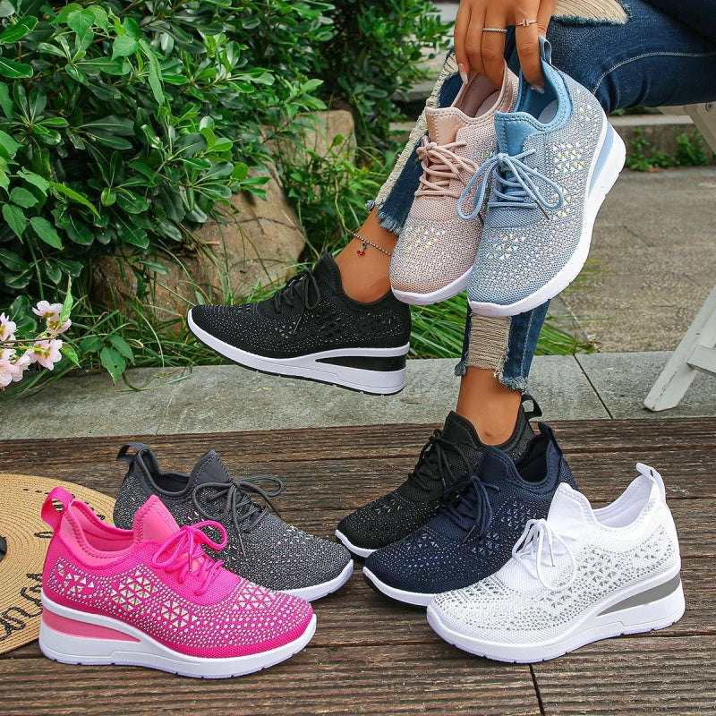 ð¥Laatste dag-actie 50% KORTING â Casual damesmode, ademende orthopedische sneakers met strassversiering