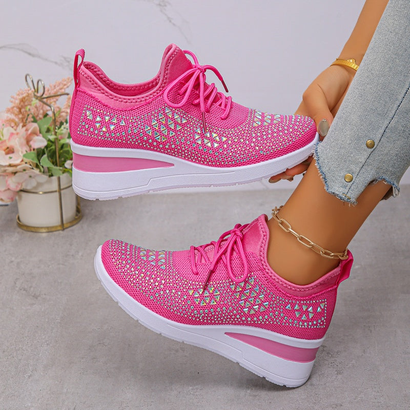 ð¥Laatste dag-actie 50% KORTING â Casual damesmode, ademende orthopedische sneakers met strassversiering