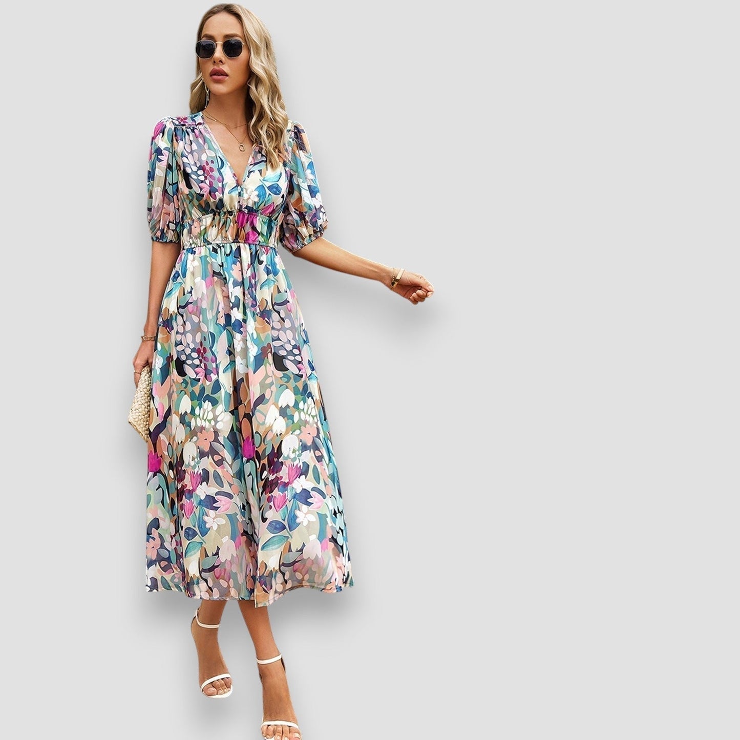 Daisy | Geometric Print Maxi Dress 