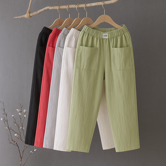 Erika™ | Casual broek van katoen en linnen met elastiek in de taille