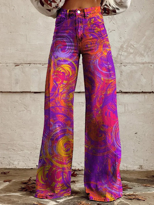 Alma | Colorful Psychedelic Wide-Leg Jeans