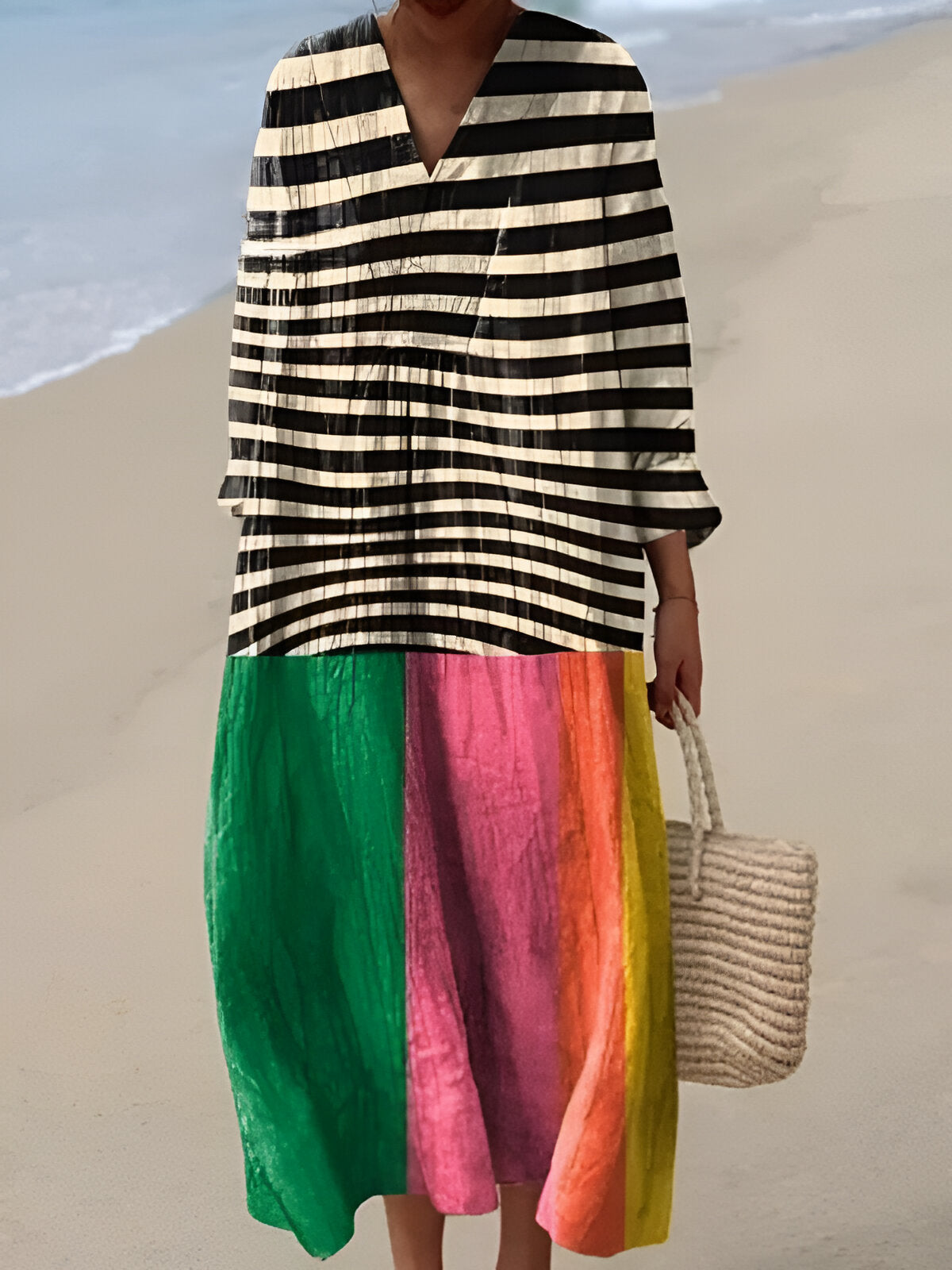 Dakota | Elegant Relaxed-Fit Colorblock Dress