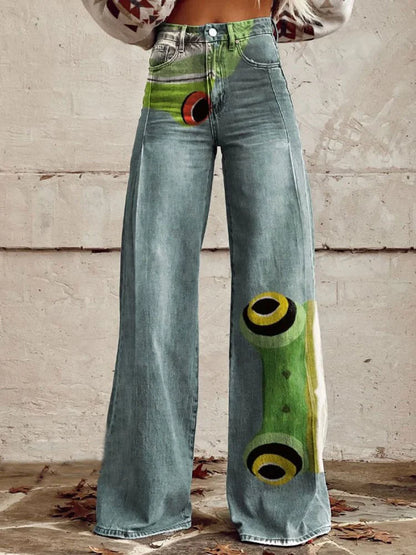 Diana | Artistic Wide-Leg Printed Jeans