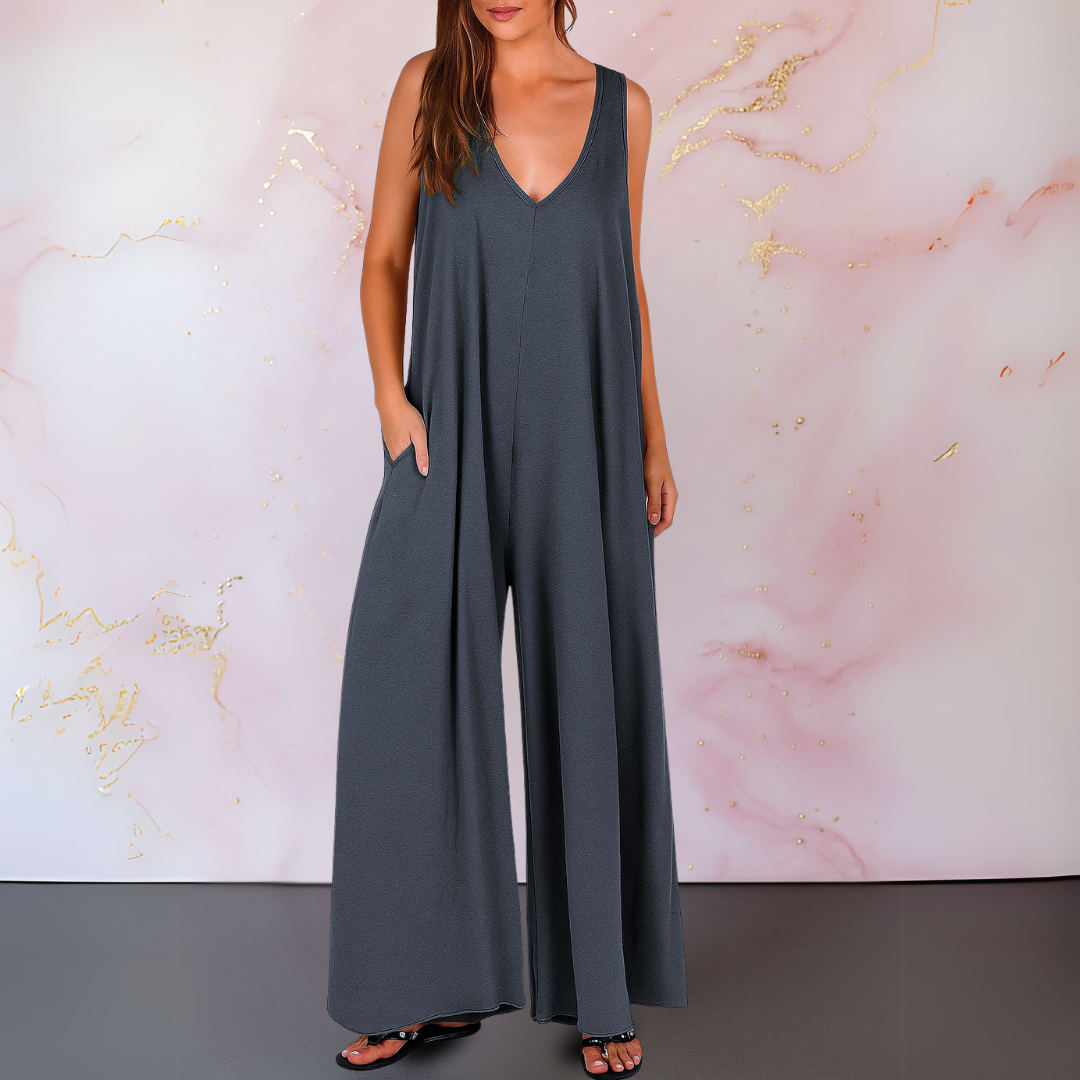Magda™ | Comfortabele jumpsuit met V-hals en wijde pijpen