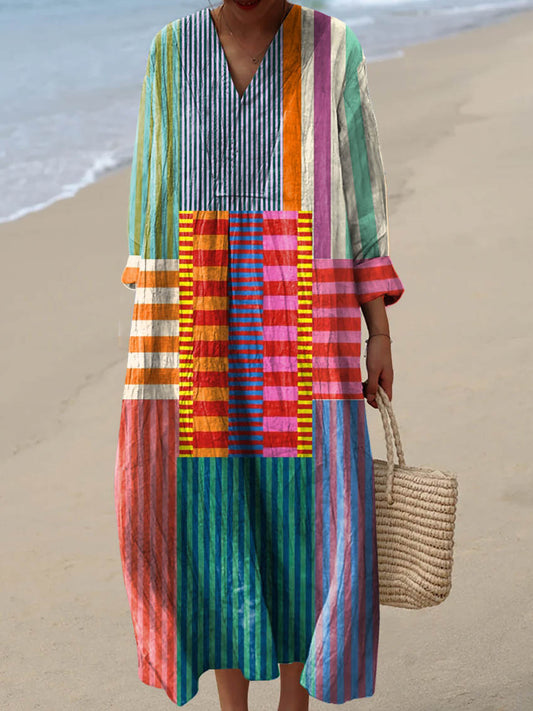 Abigail | Flowing Striped Patch Dress