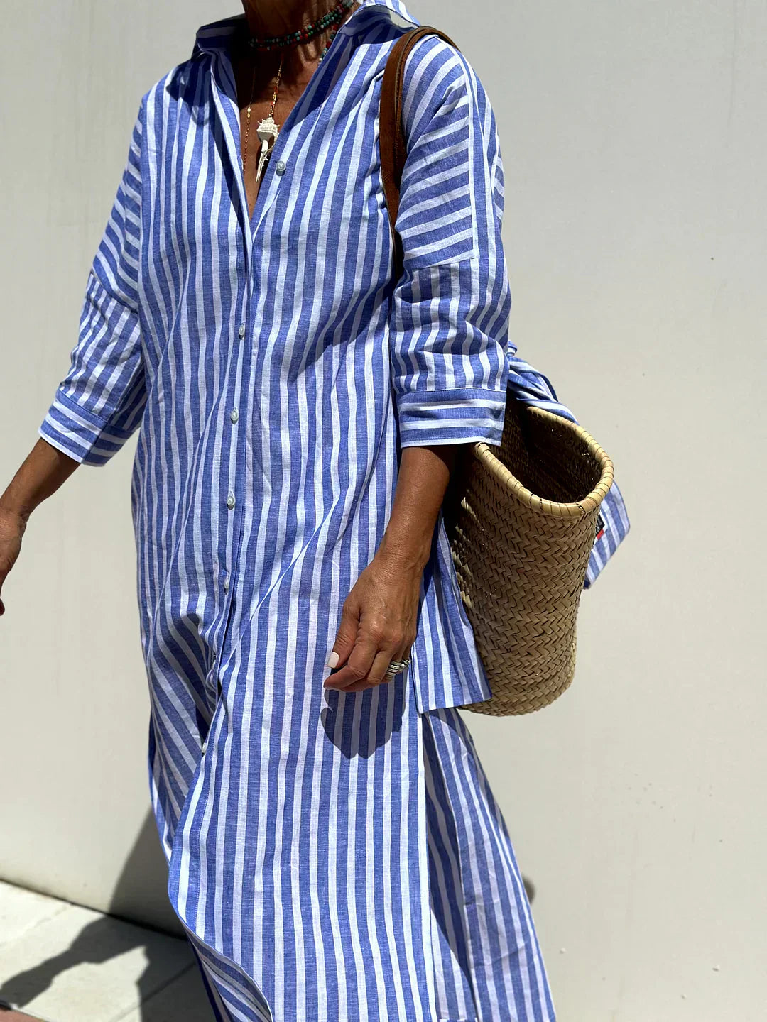 Brooke | Striped Button-Down Shirt Dress 
