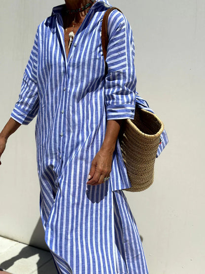 Brooke | Striped Button-Down Shirt Dress 