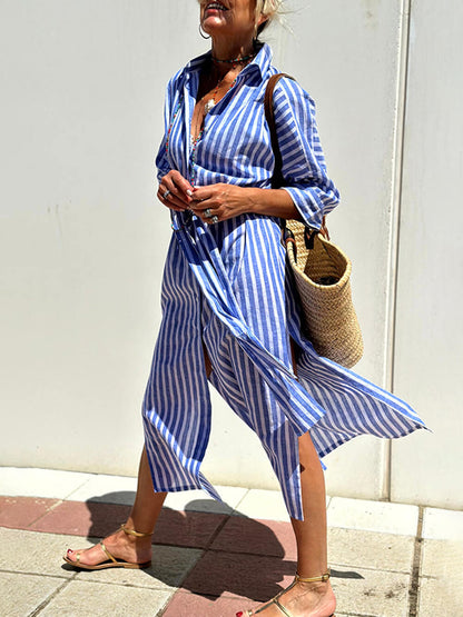 Brooke | Striped Button-Down Shirt Dress 