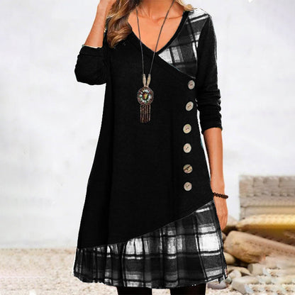 Amelia | Plaid Button Accent Dress