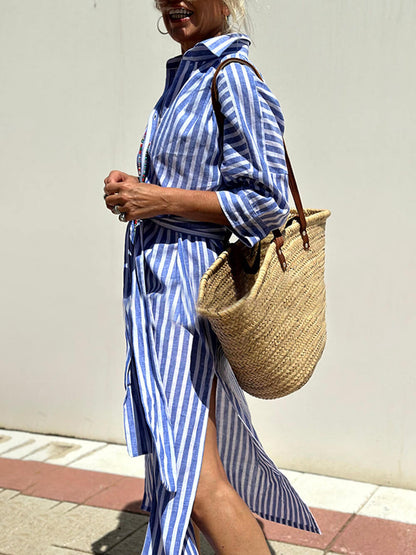 Brooke | Striped Button-Down Shirt Dress 