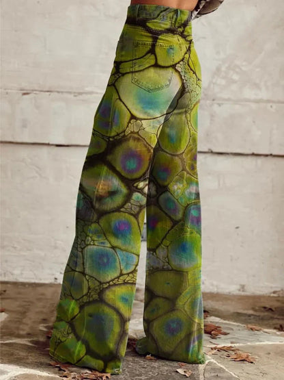 Dakota | High-Waisted Wide-Leg Printed Jeans