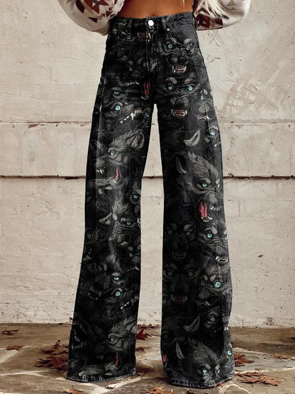 Eleanor | Stylish Printed Wide-Leg Jeans