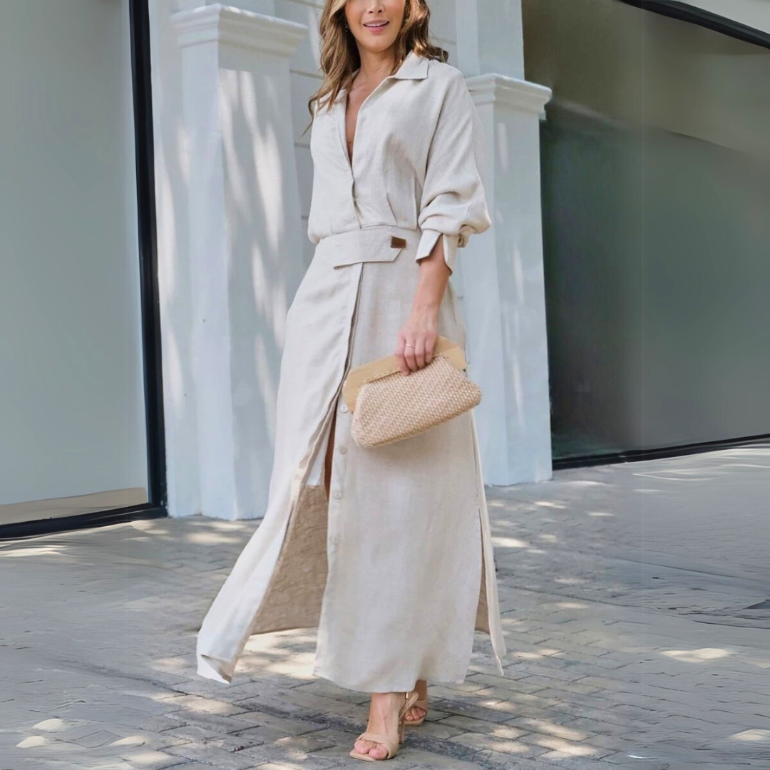 Jeanette™ | Elegante maxi-jurk met V-hals