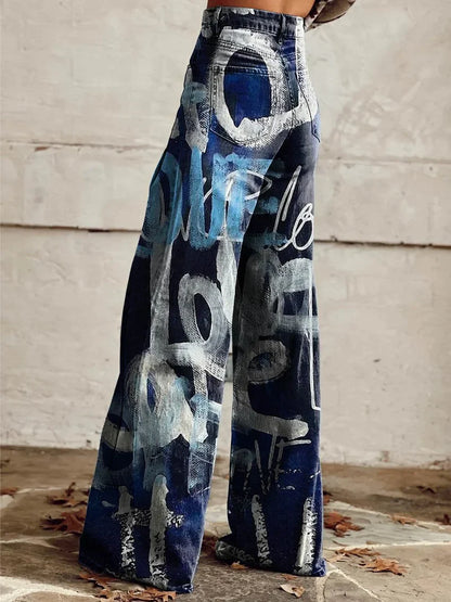Charlotte | Artistic Printed Wide Leg Pants