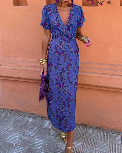 Bonnie | Elegant Floral Print Midi Dress